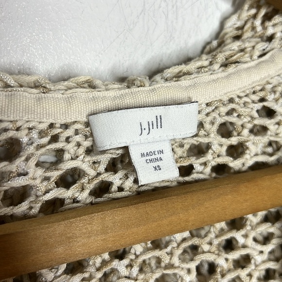 J. JILL Crochet Fringe Beachy Tassel Tie Coverup Open Resort wear Cardigan - Picture 10 of 14